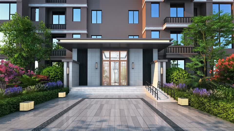 单元门 楼栋大门模型-现代场景模型库-3ds Max(.max)模型下载-cg模型网