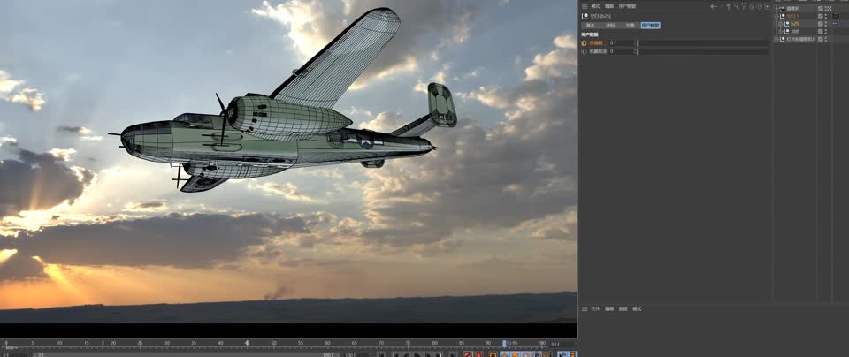 B25 二战 空军 轰炸机 B-25 B-25/PBJ 战模型-军用飞机模型库-Cinema 4D(.c4d)模型下载-cg模型网