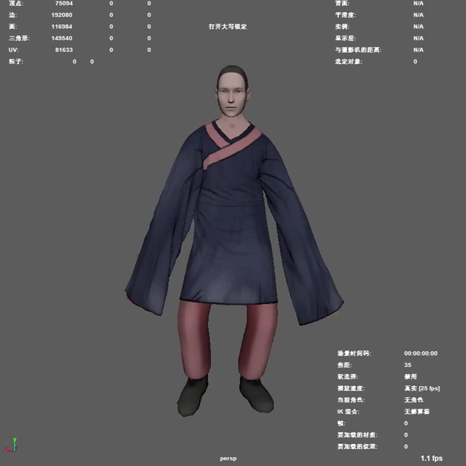 古代舞者古代男人乐舞助兴跳舞平民宫庭模型-男人模型库-Maya(.ma/.mb)模型下载-cg模型网