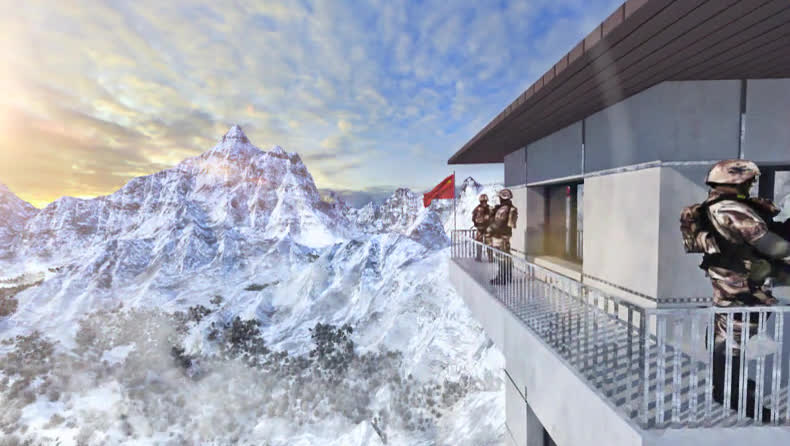 边防哨所 哨所 边防战士 站岗 边防部队 雪山 国境线模型-现代场景模型库-3ds Max(.max)模型下载-cg模型网