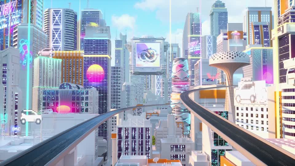 C4D白天未来科幻城市 赛博城市场景模型-科幻场景模型库-Cinema 4D(.c4d)模型下载-cg模型网