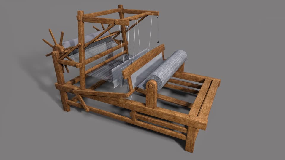 织布机【有绑定】古代织布机 老式织布机模型-其他模型库-3ds Max(.max)模型下载-cg模型网