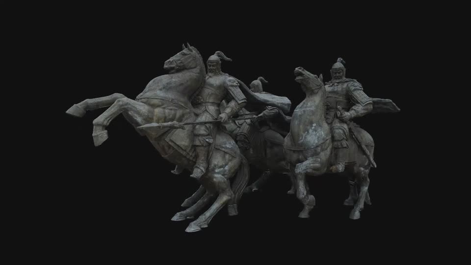 三将骑马雕塑 大唐小镇广场将军雕塑模型-历史人物模型库-3ds Max(.max)模型下载-cg模型网