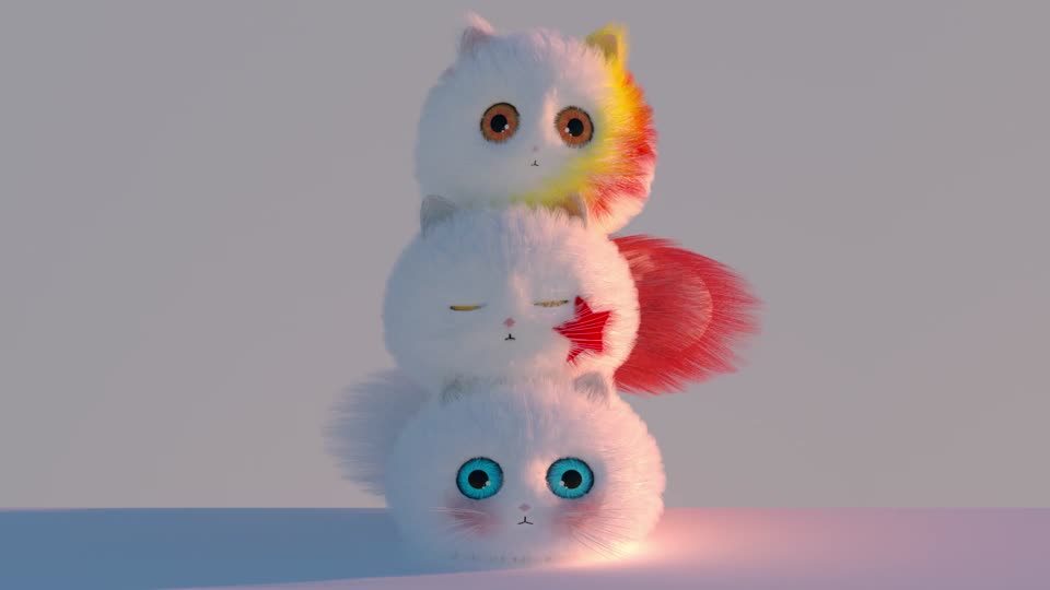 可爱叠猫猫动画模型-哺乳模型库-Cinema 4D(.c4d)模型下载-cg模型网