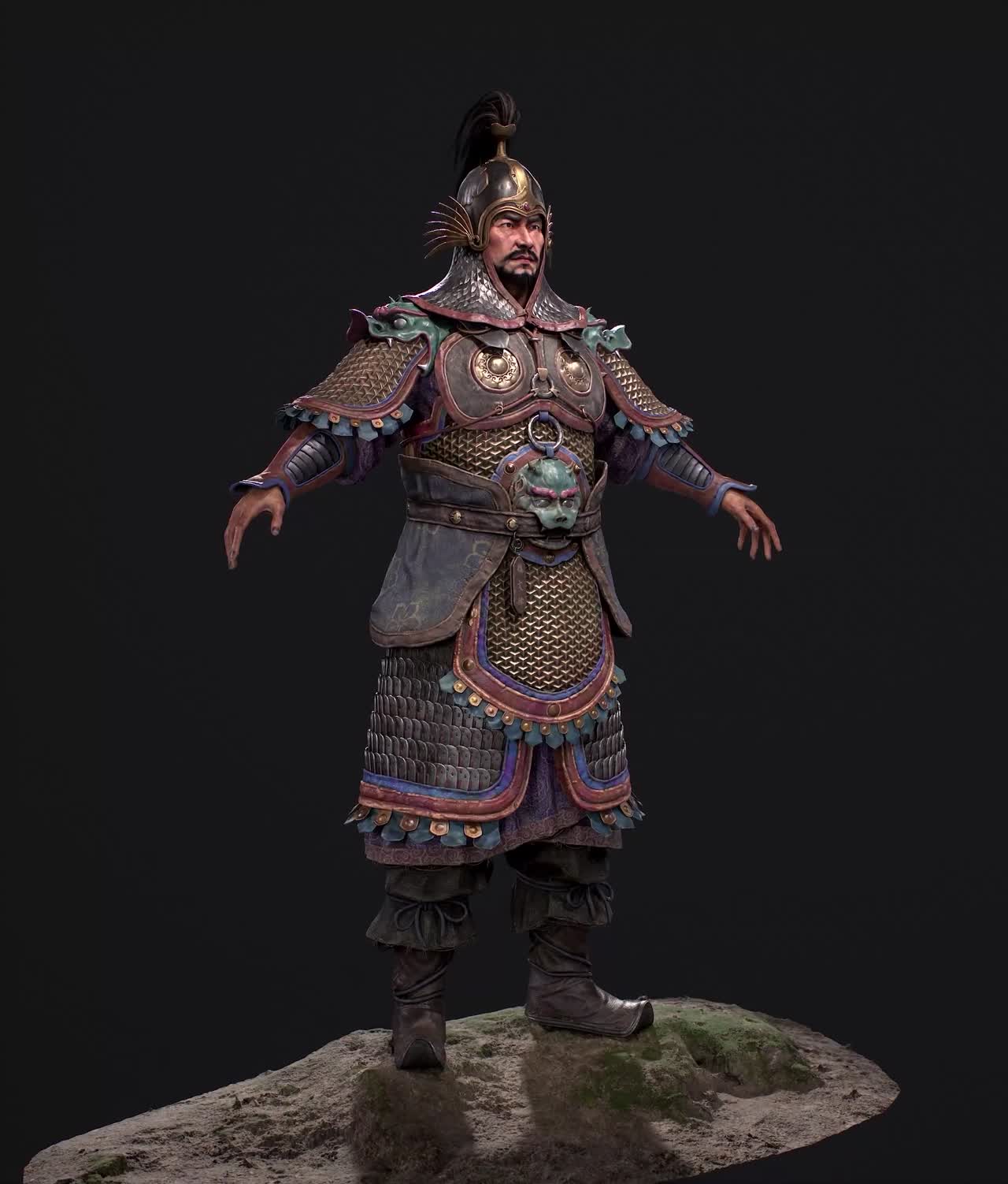 中国古代唐朝将军3D模型模型-男人模型库-Substance Painter(.spp/.sbsar)模型下载-cg模型网