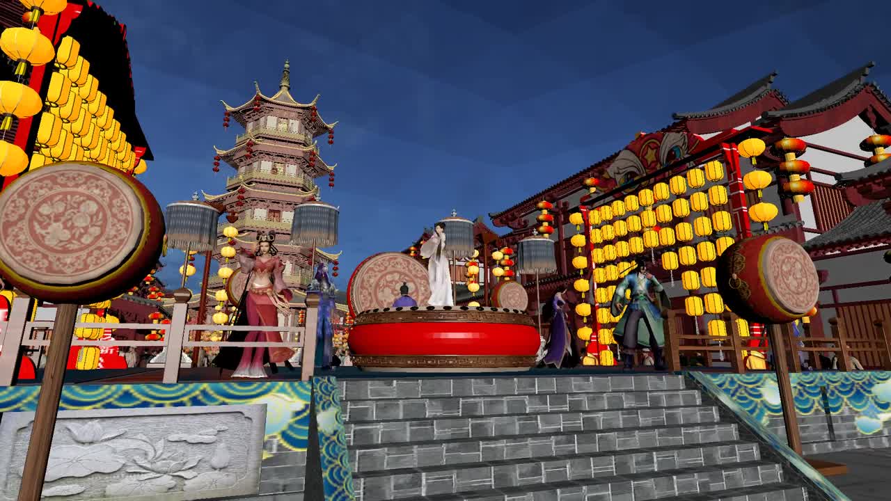 古建 古建夜景模型-古代场景模型库-3ds Max(.max)模型下载-cg模型网