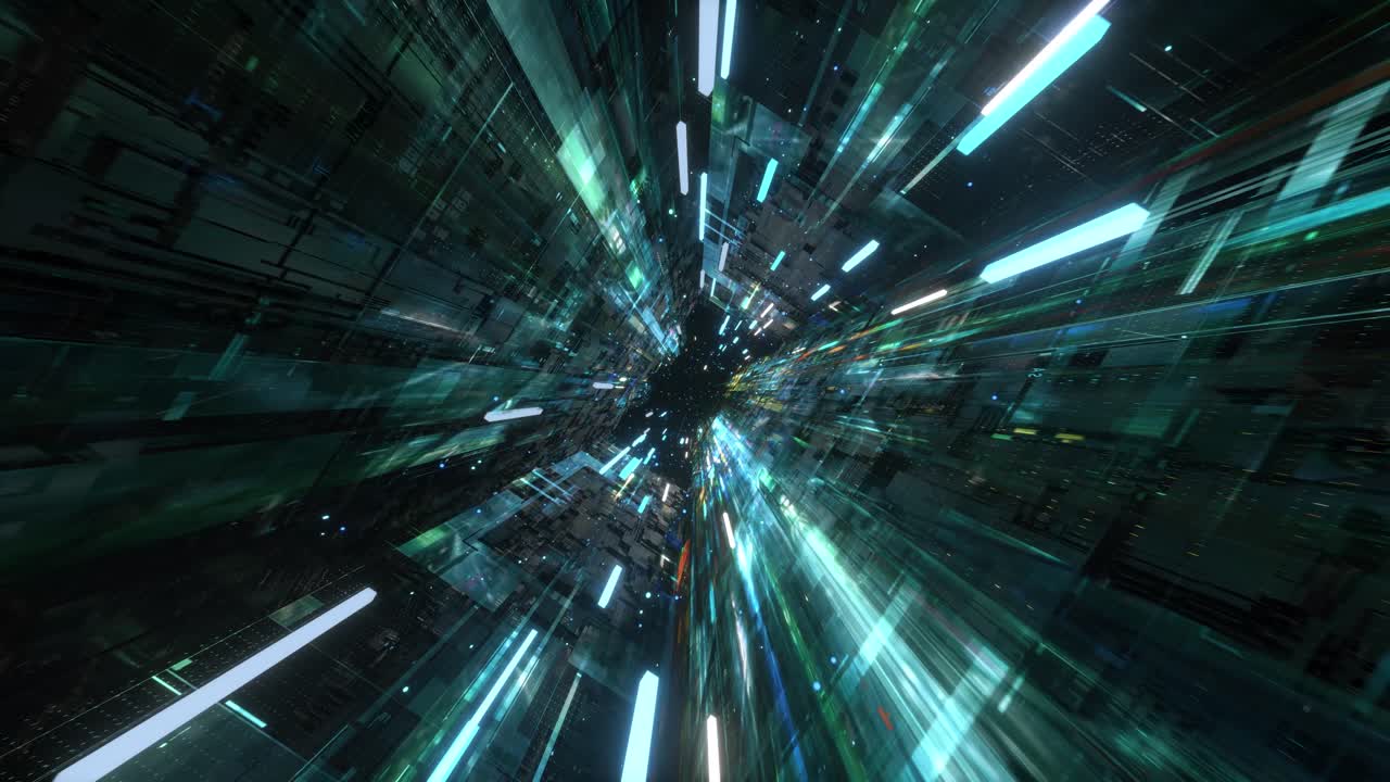 C4D 4K科幻蓝绿色穿梭梦幻隧道模型-科幻场景模型库-Cinema 4D(.c4d)模型下载-cg模型网