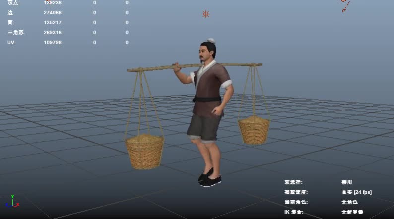 古代人挑担 挑夫模型-男人模型库-Maya(.ma/.mb)模型下载-cg模型网
